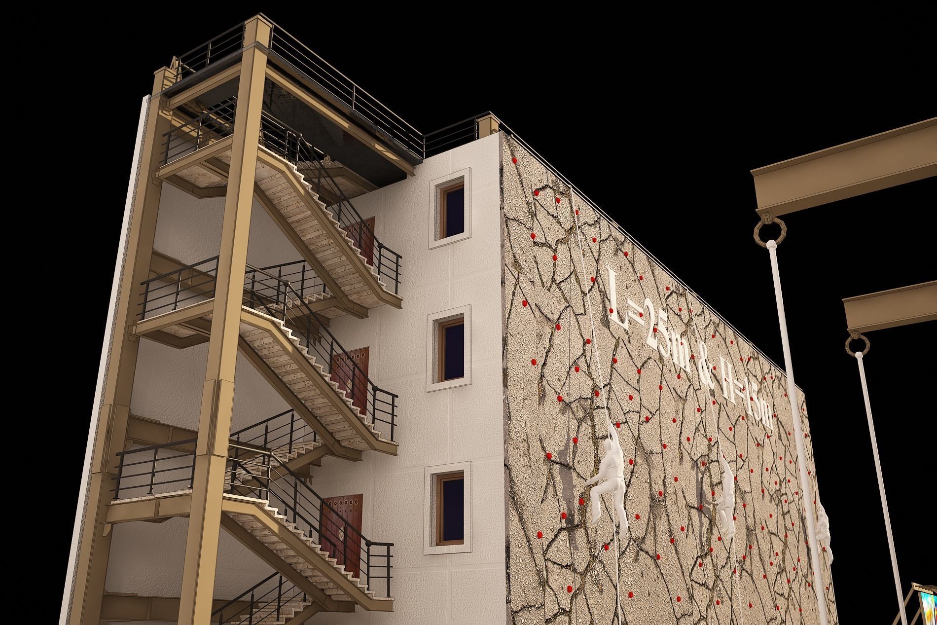 3D model of rock climbing and rappelling site with full details 3D model_15