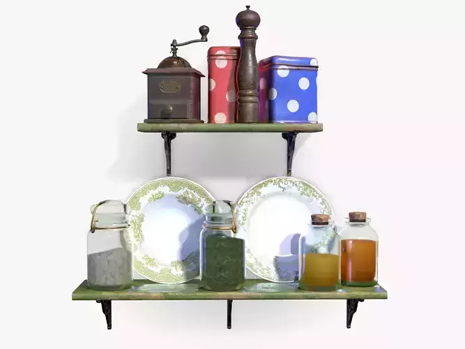 Kitchen shelf stylized set
