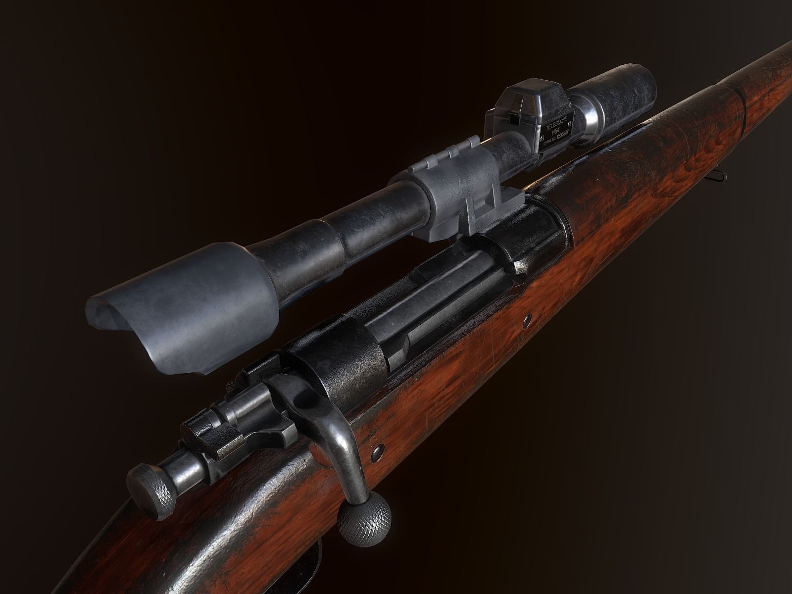 Springfield M1903 Sniper rifle with M84 scope PBR Low-poly 3D model_8