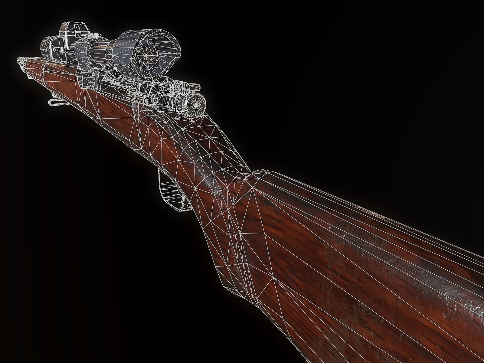 Springfield M1903 Sniper rifle with M84 scope PBR Low-poly 3D model_14