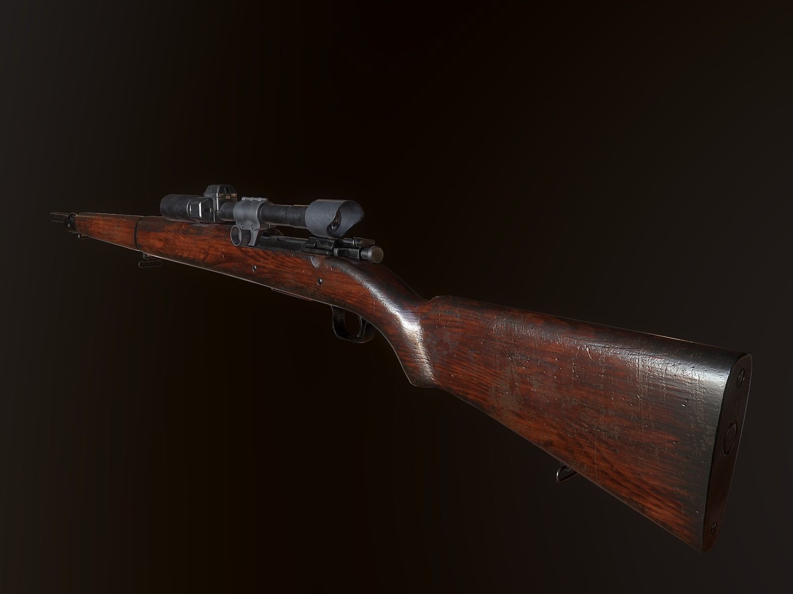 Springfield M1903 Sniper rifle with M84 scope PBR Low-poly 3D model_6