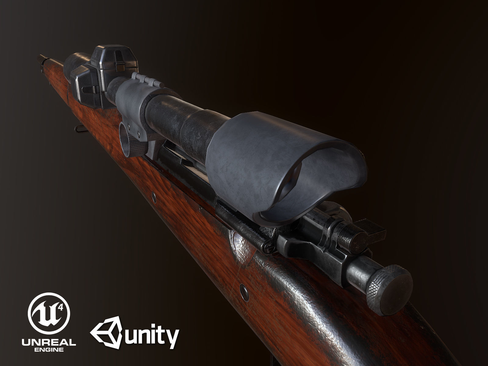 Springfield M1903 Sniper rifle with M84 scope PBR Low-poly 3D model_2