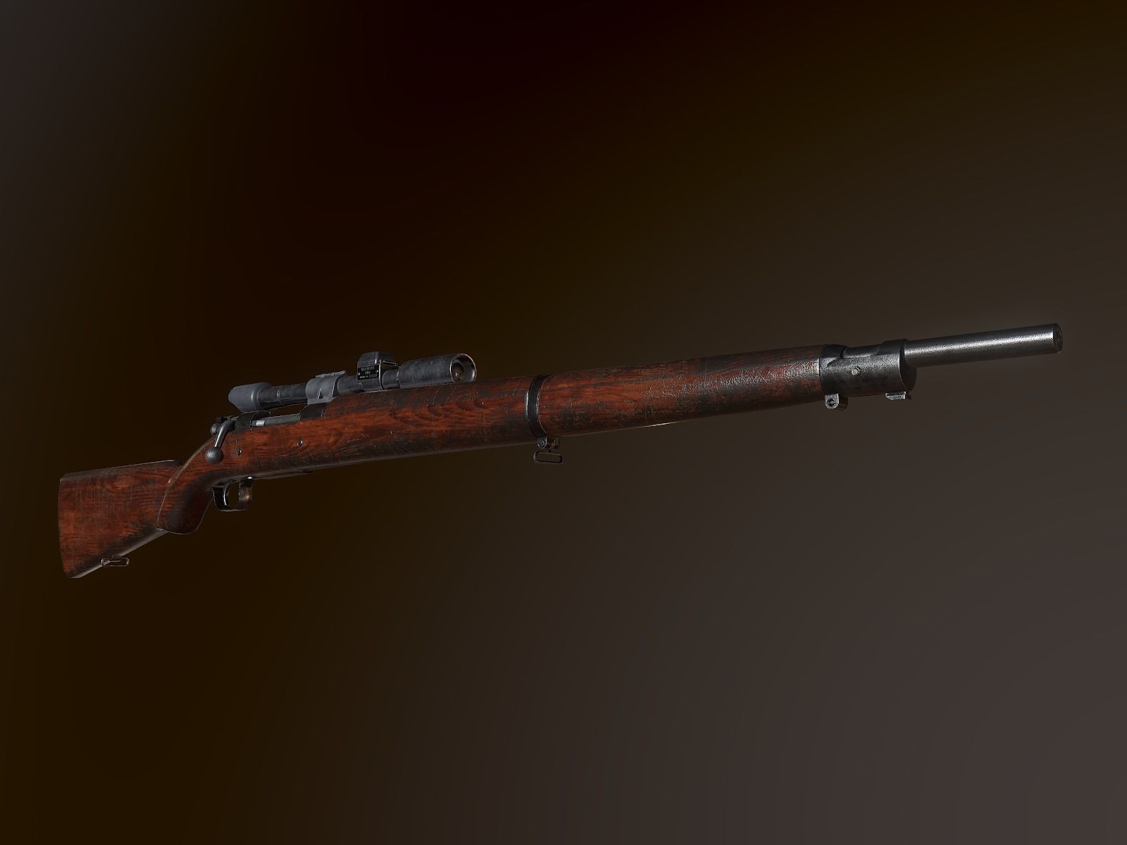 Springfield M1903 Sniper rifle with M84 scope PBR Low-poly 3D model_12