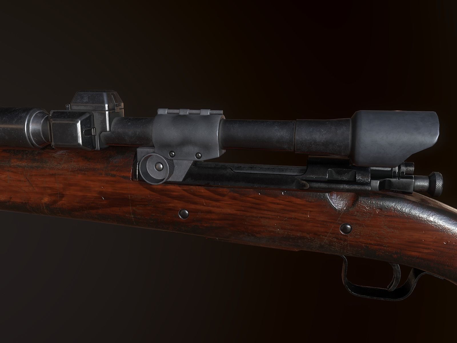Springfield M1903 Sniper rifle with M84 scope PBR Low-poly 3D model_3