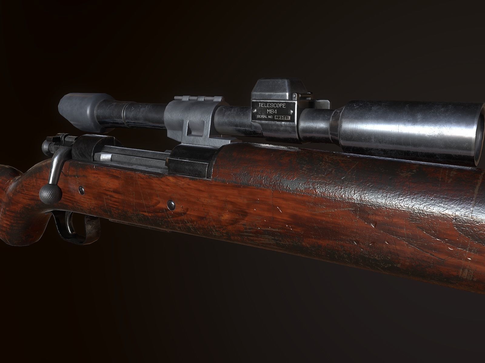 Springfield M1903 Sniper rifle with M84 scope PBR Low-poly 3D model_10