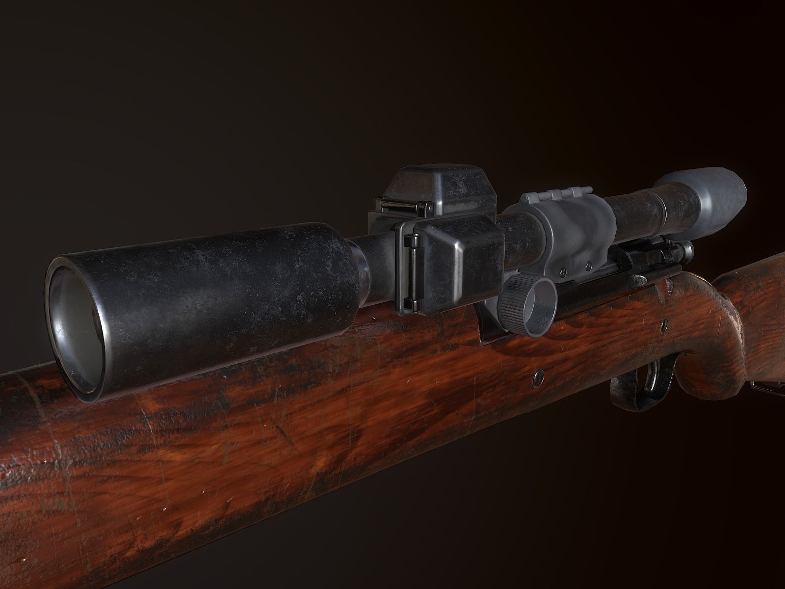 Springfield M1903 Sniper rifle with M84 scope PBR Low-poly 3D model_4