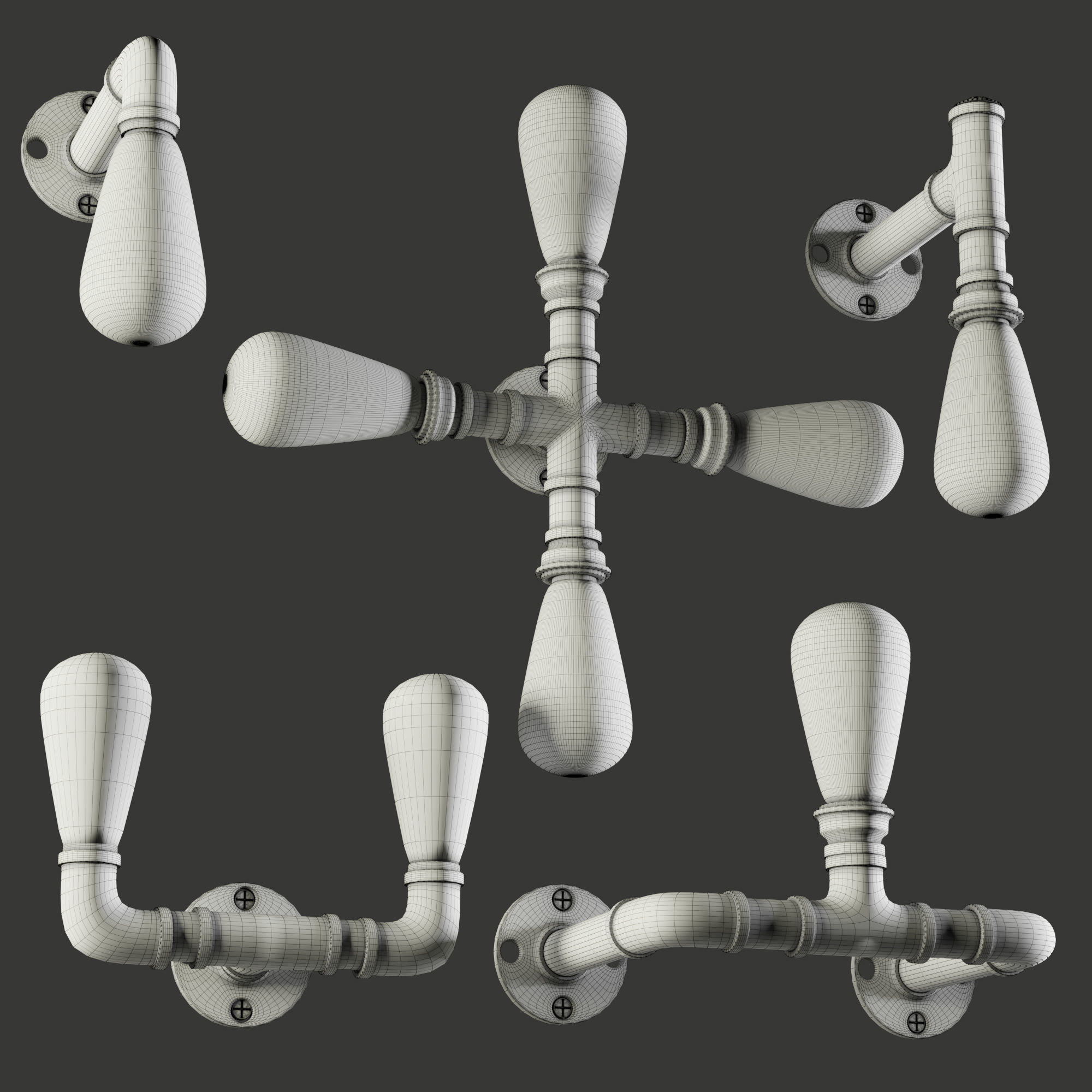 3dasset industrial pipe wall lights 3D model_4