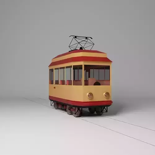 low poly old school tram