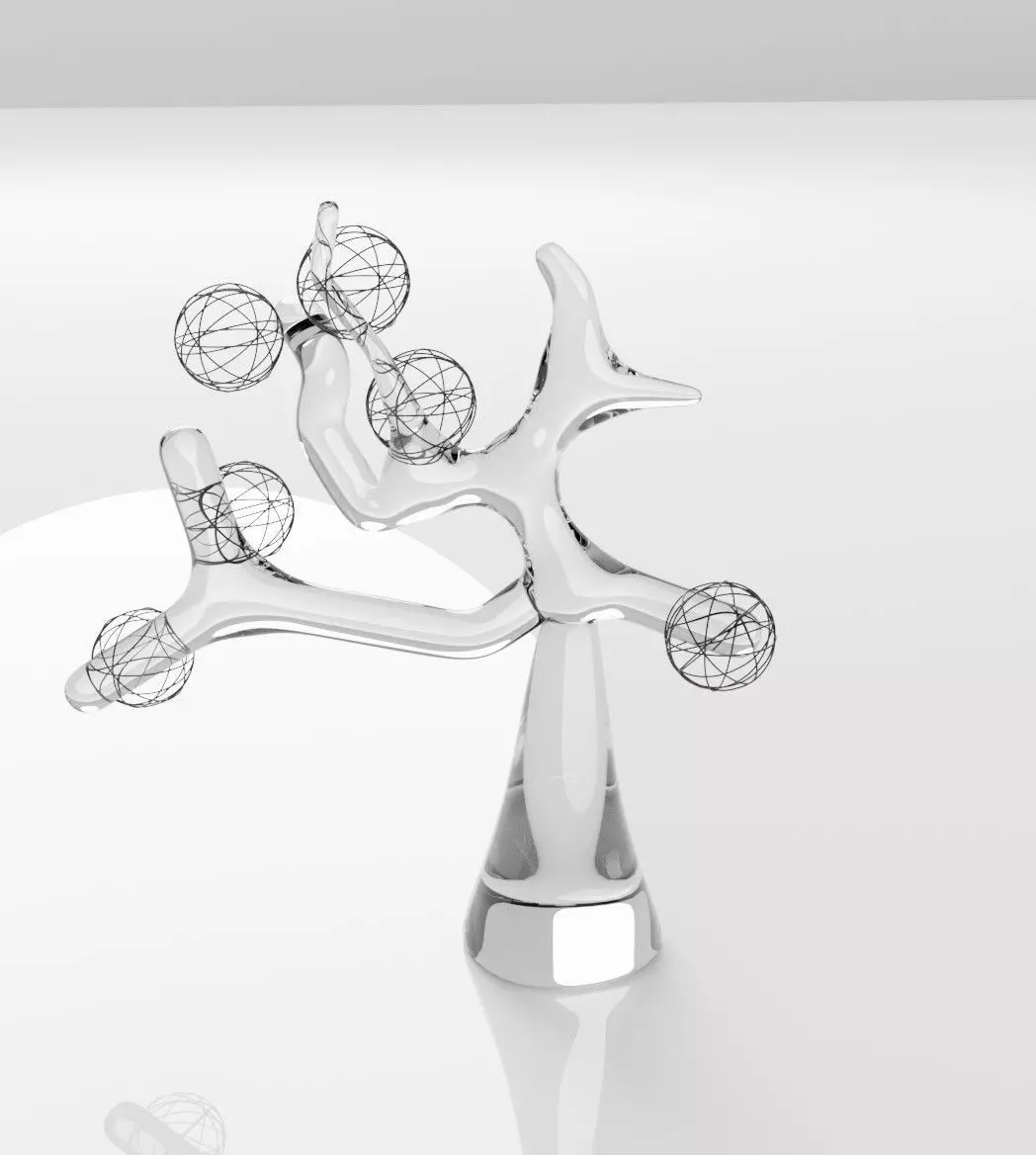 glass tree with balls 3D model_0