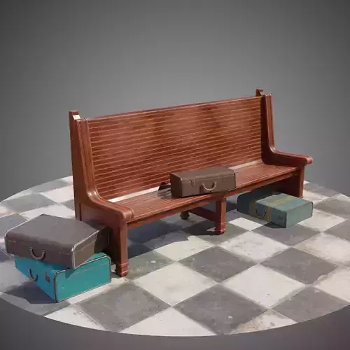 Trainstation bench Low-poly 3D model