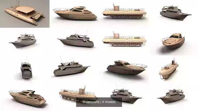 Watercrafts boat 3D Model Collection
