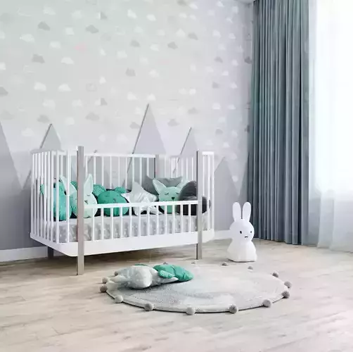 Baby bed with decor set