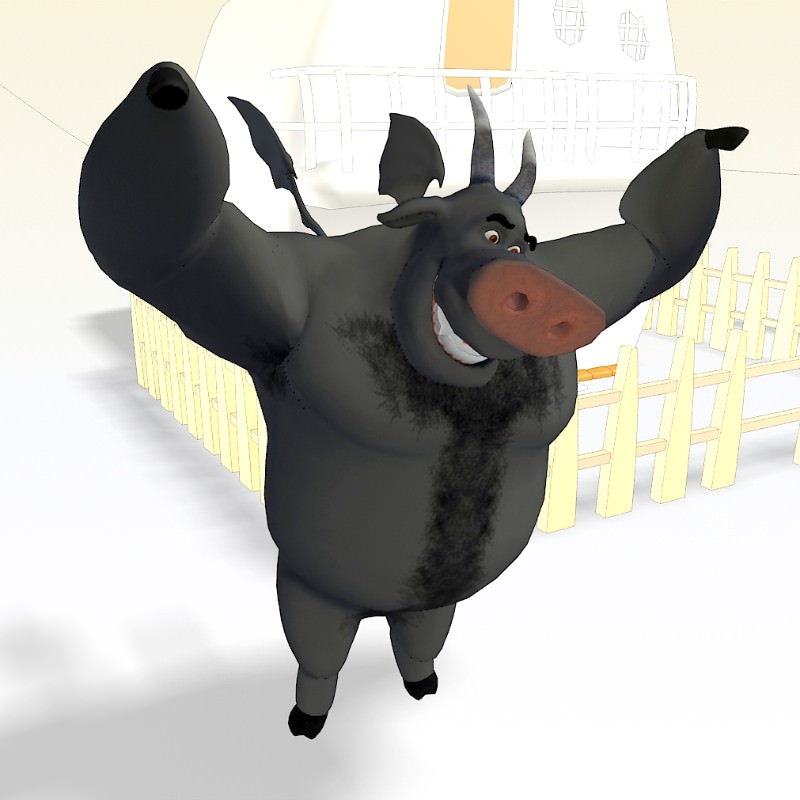 Dickens bull with wings flying in air 3D model_2