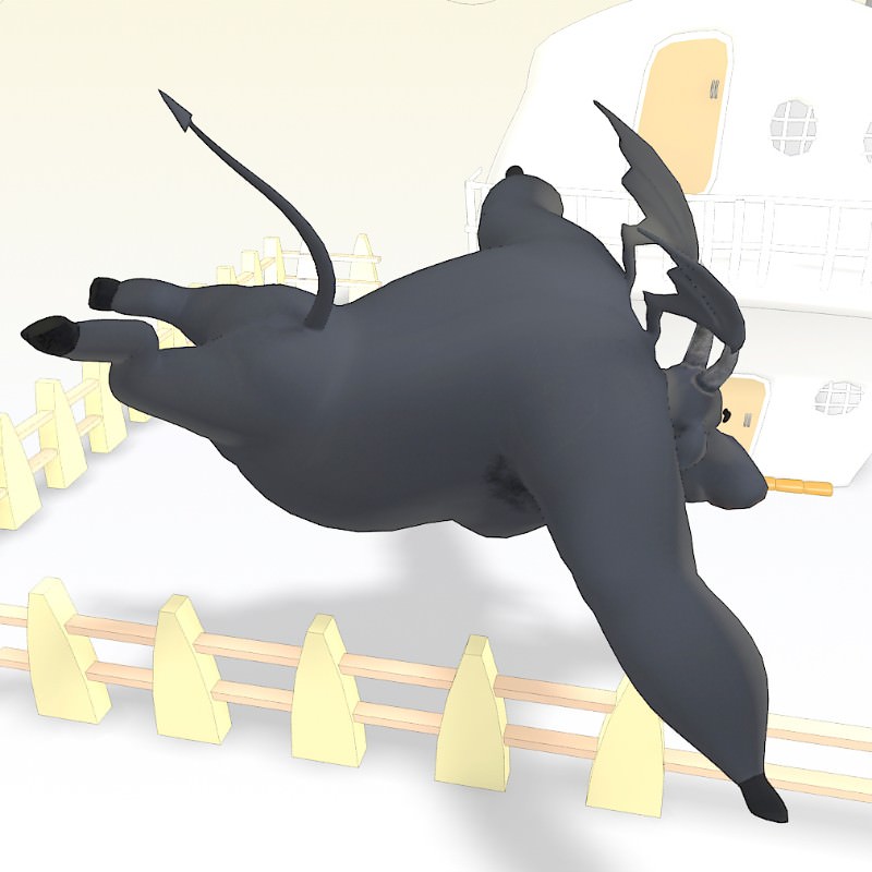 Dickens bull with wings flying in air 3D model_3