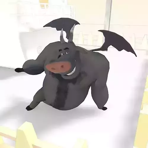 Dickens bull with wings flying in air 3D model