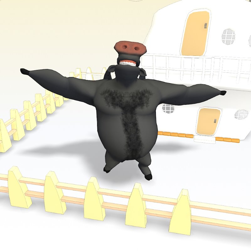 Dickens bull with wings flying in air 3D model_5