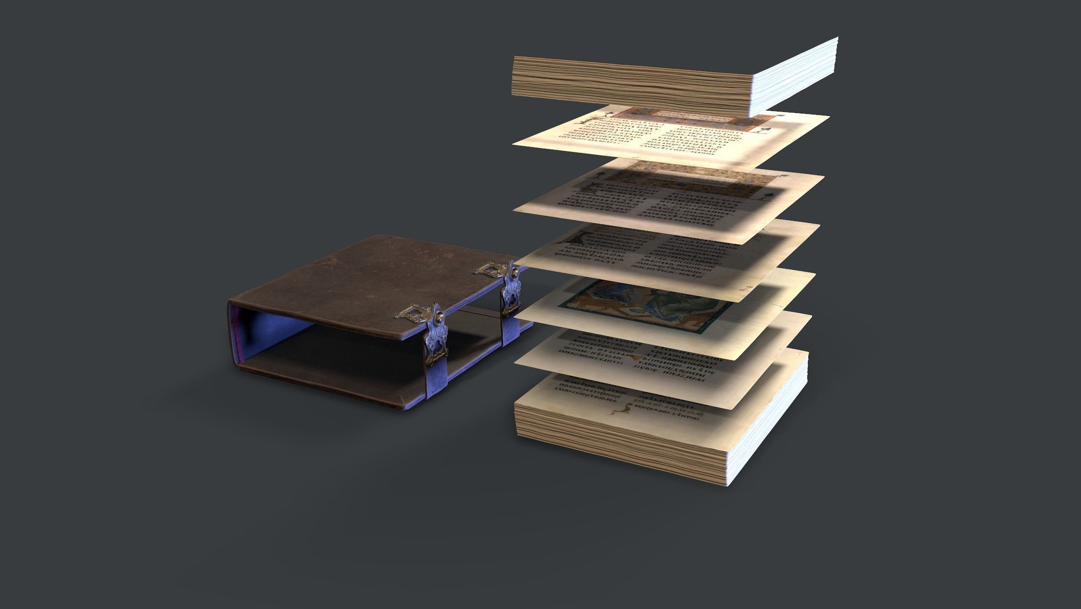 Old foliant Low-poly 3D model_6