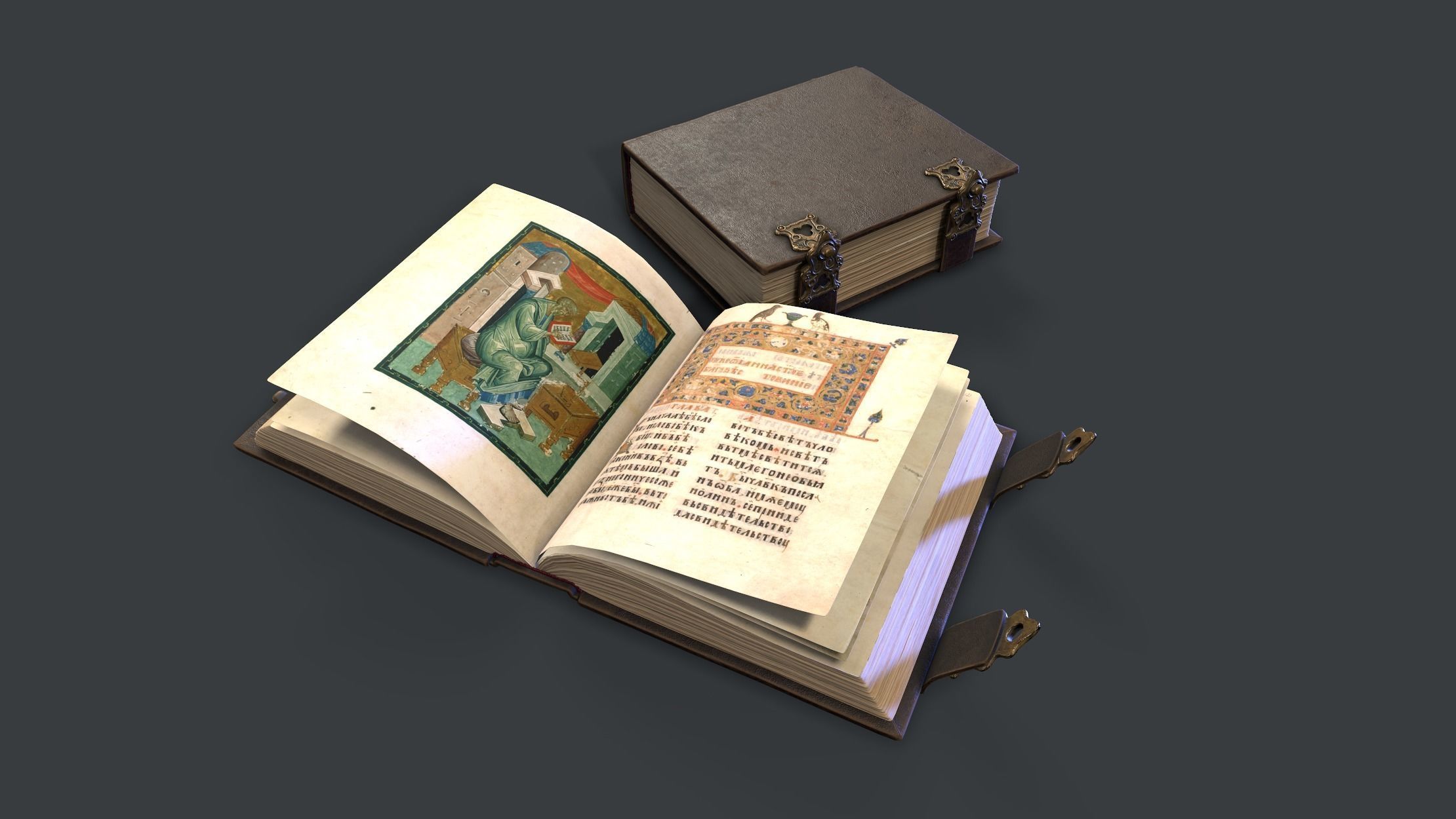 Old foliant Low-poly 3D model_1
