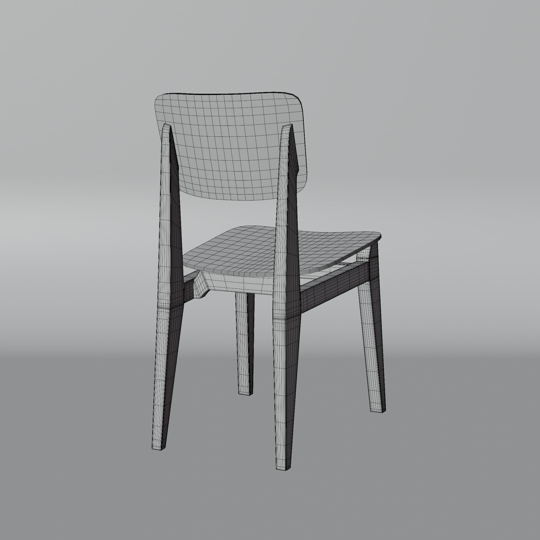 Wooden Chair 3D model_3