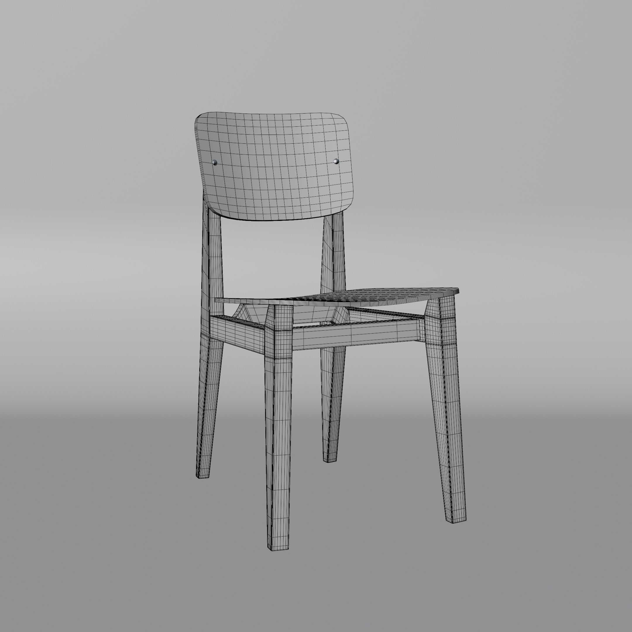 Wooden Chair 3D model_2