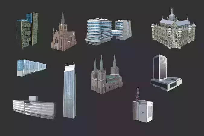 Medellin city package  Low-poly 3D model