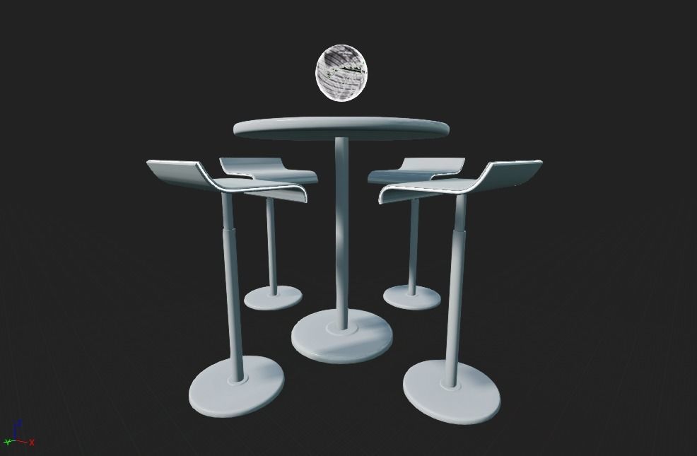 Futuristic Table Set Low-poly 3D model_2