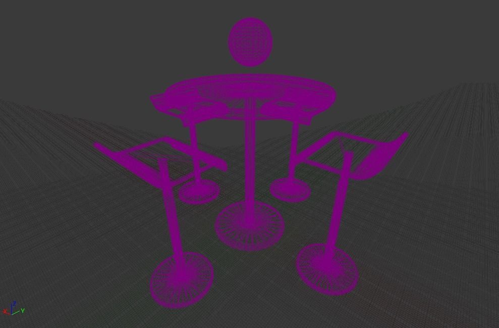 Futuristic Table Set Low-poly 3D model_4