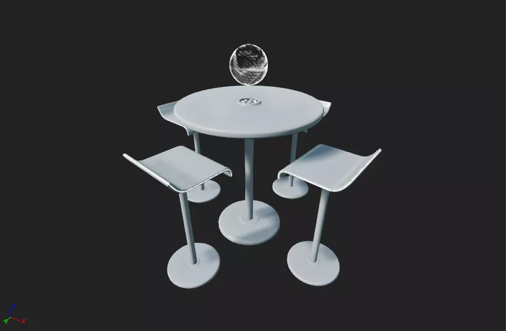 Futuristic Table Set Low-poly 3D model_0