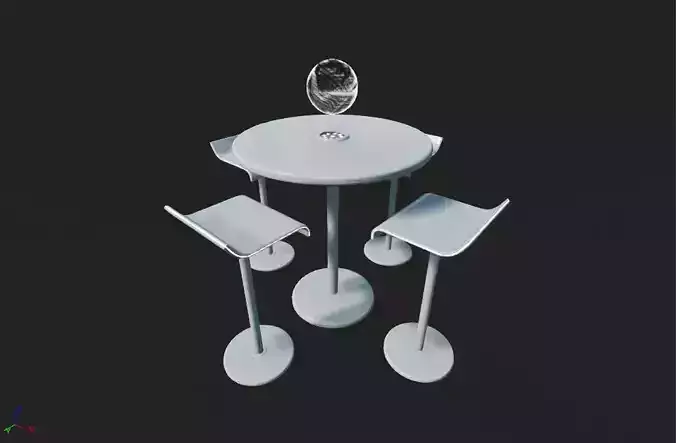 Futuristic Table Set Low-poly 3D model