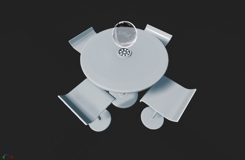 Futuristic Table Set Low-poly 3D model_3