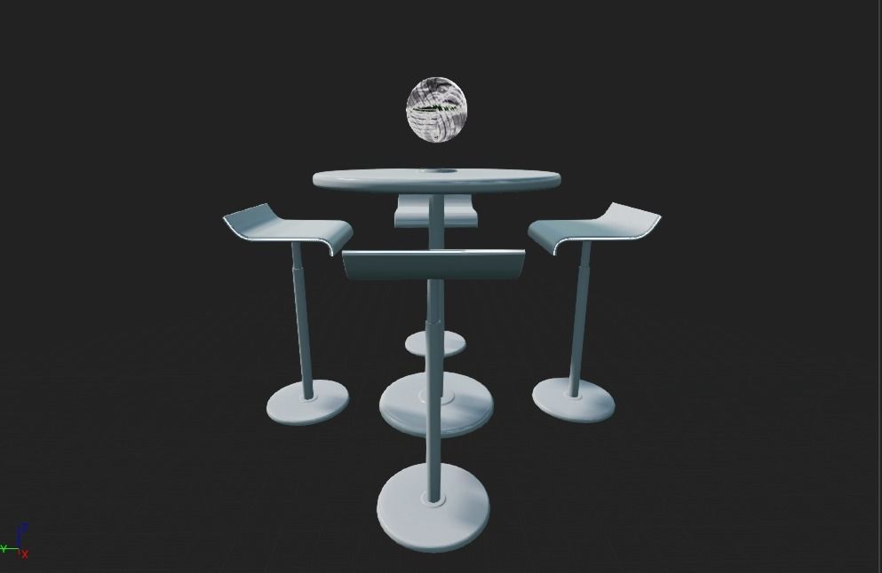 Futuristic Table Set Low-poly 3D model_1
