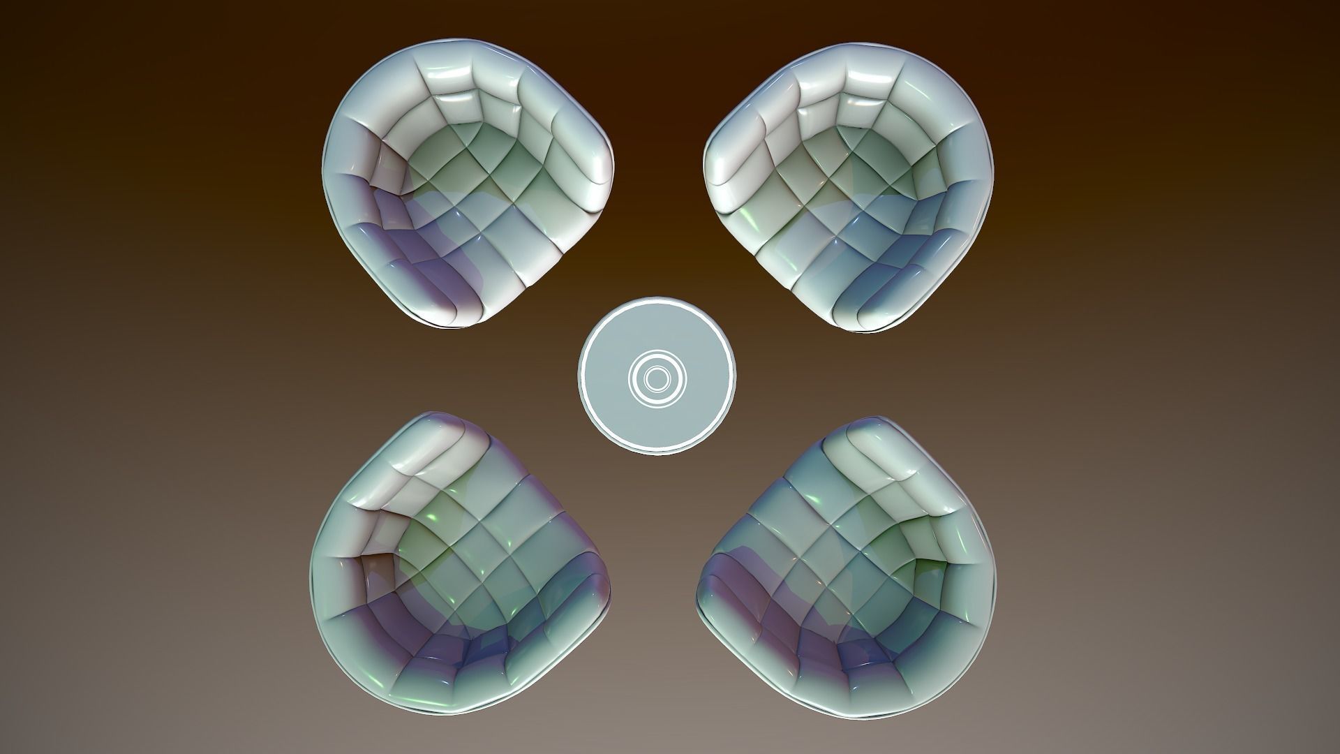 Futuristic Lounge table and chair set Low-poly 3D model_5