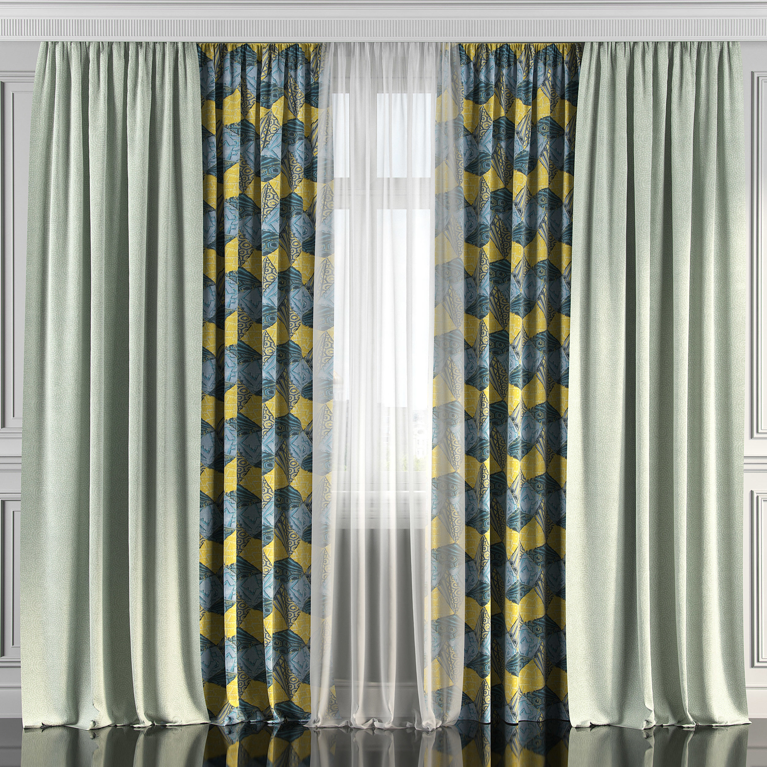 Curtain Set 169 3D model_1