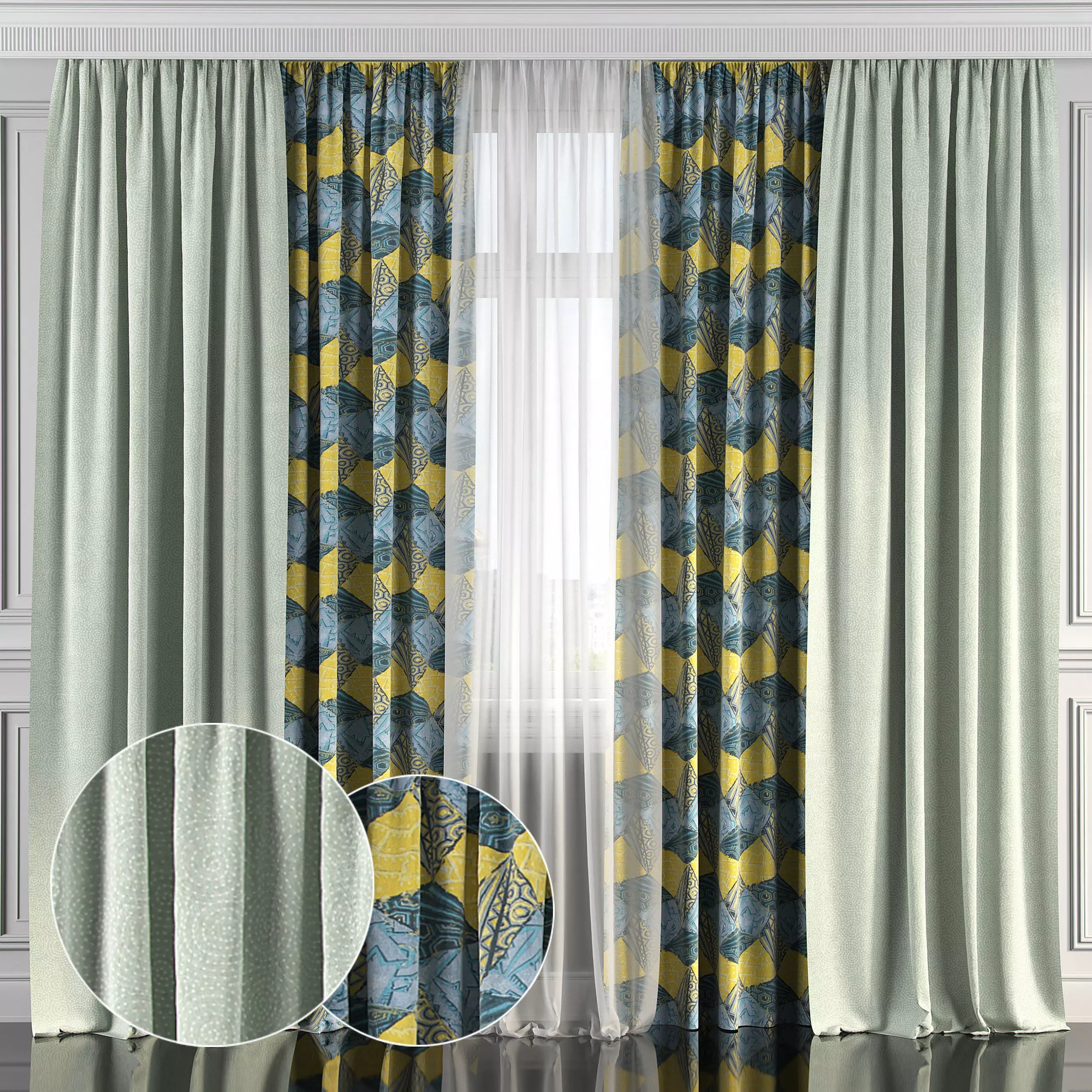 Curtain Set 169 3D model_0