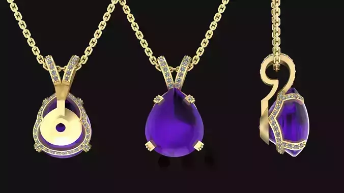 Pendant with cabochon  3D print model
