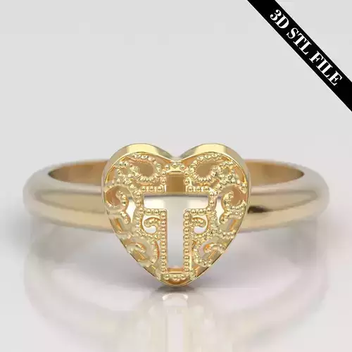 Heart wedding ring - STL file - 4 ring sizes - Ready to print