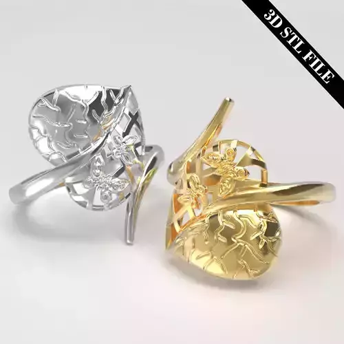 Heart wedding ring - STL file - 4 ring sizes - Ready to print