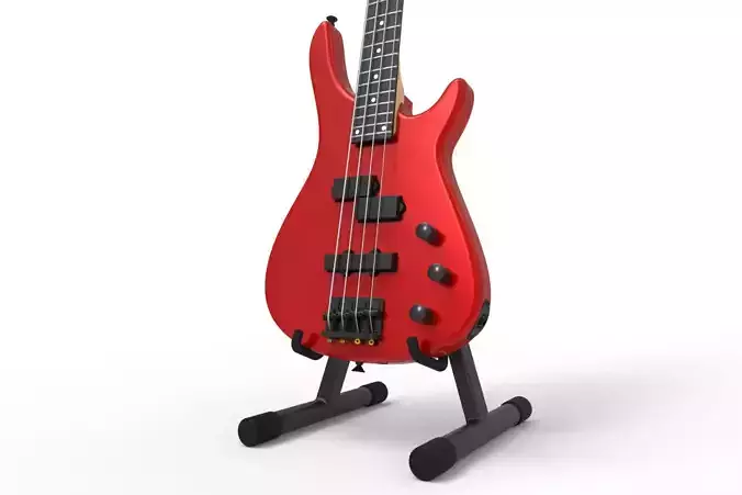 Red Bass Guitar on stand