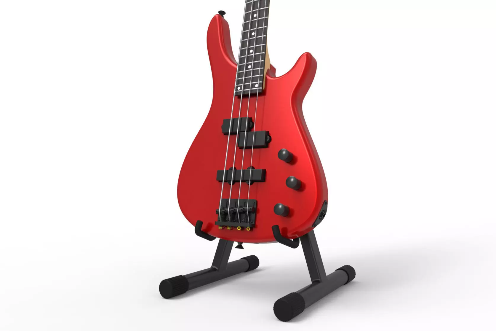 Red Bass Guitar on stand 3D model