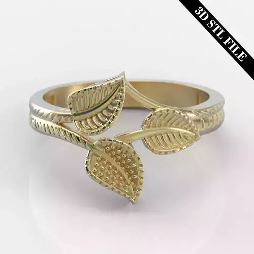 Leaf ring - STL file - 4 ring sizes - Ready to print