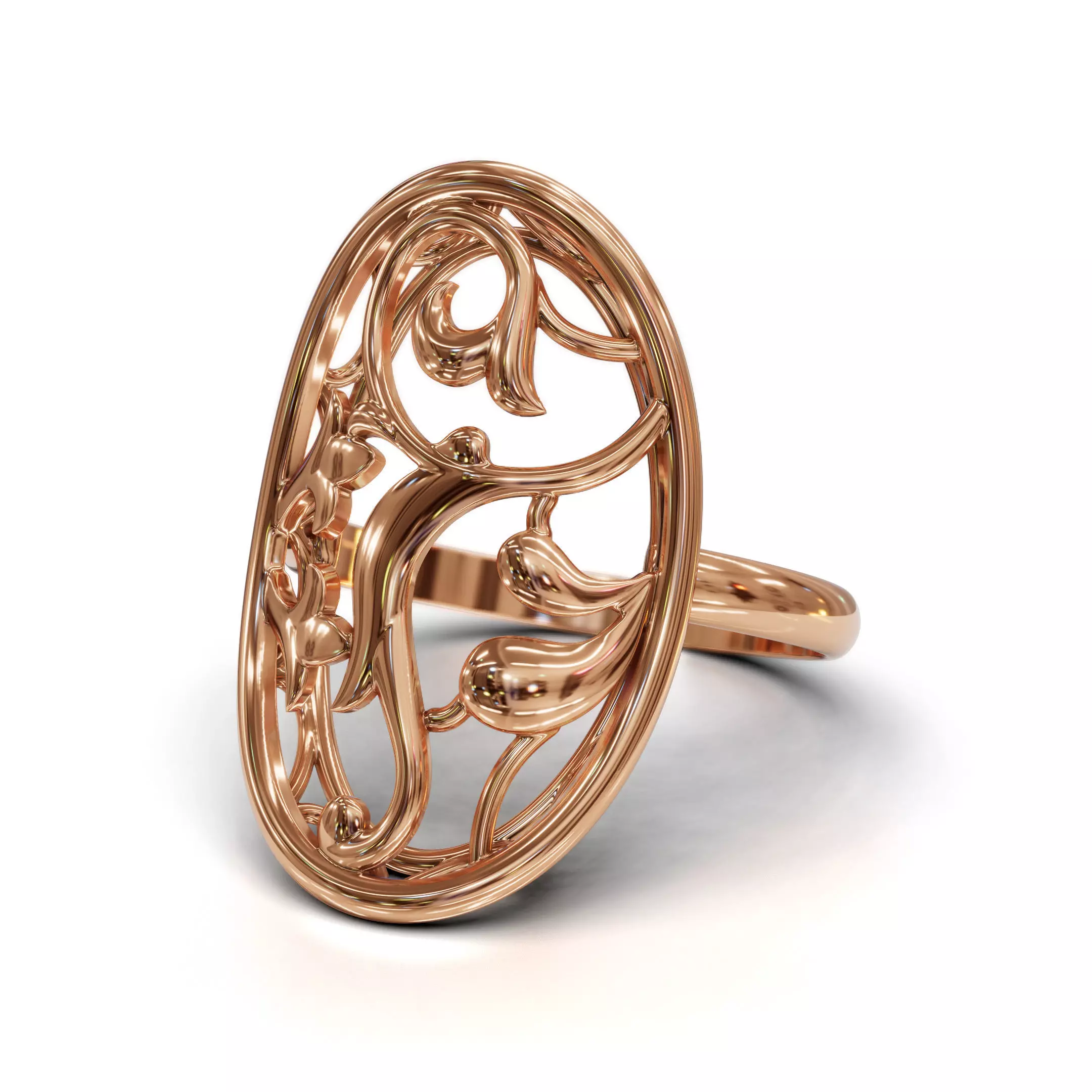 3D STL file - Flower ring in 5 ring sizes - 3D print and casting 3D print model_4