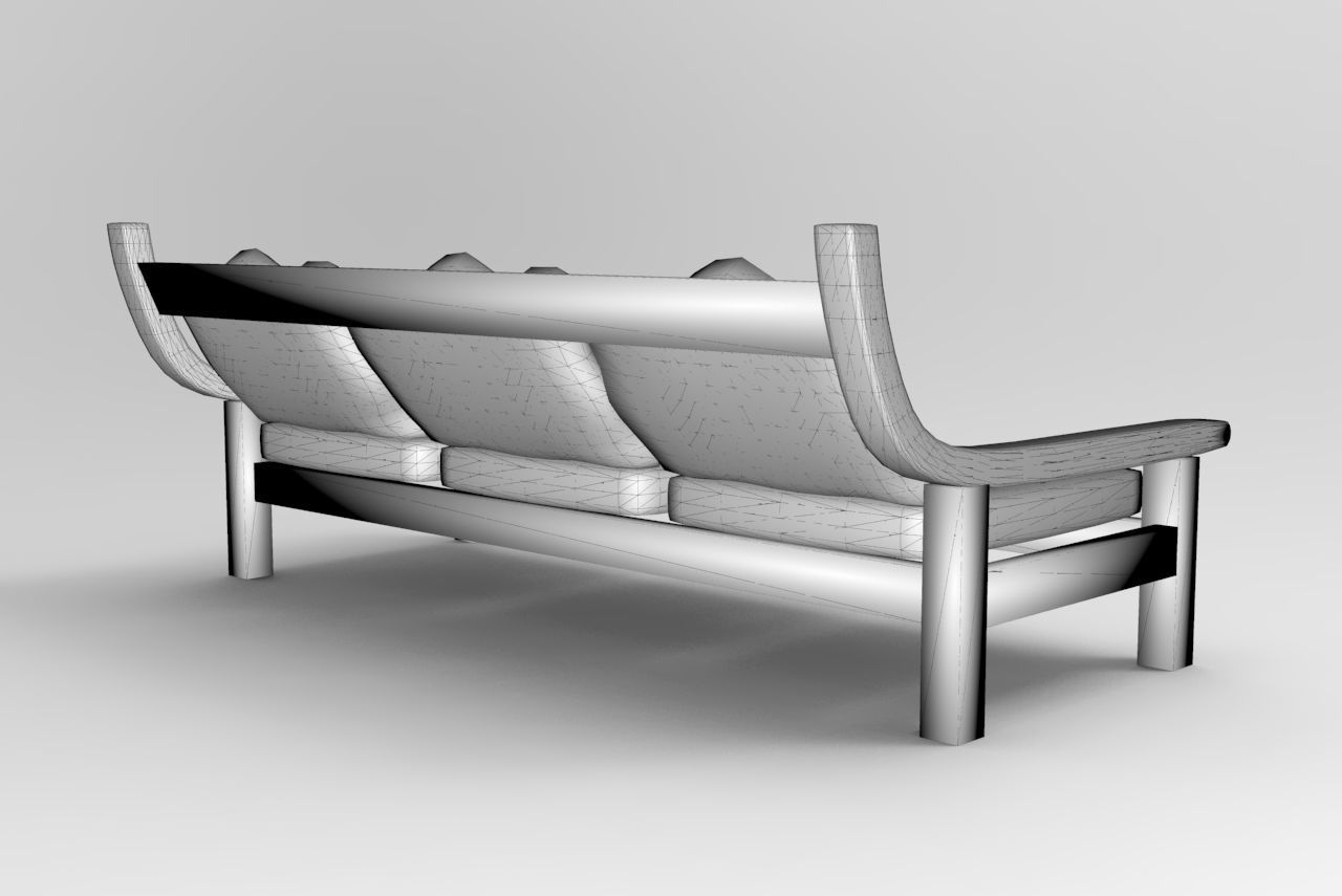 Sofa 3D Model wooden with cushions 3D model_5