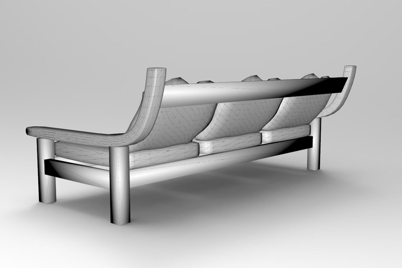 Sofa 3D Model wooden with cushions 3D model_7