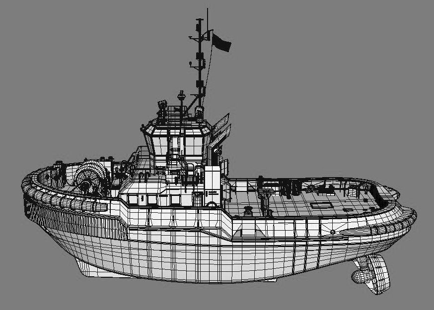 Tugboat  hquality 3D model_2