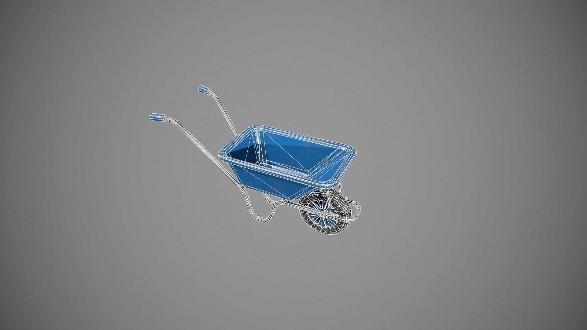 Blue Wheelbarrow Low-poly 3D model_10
