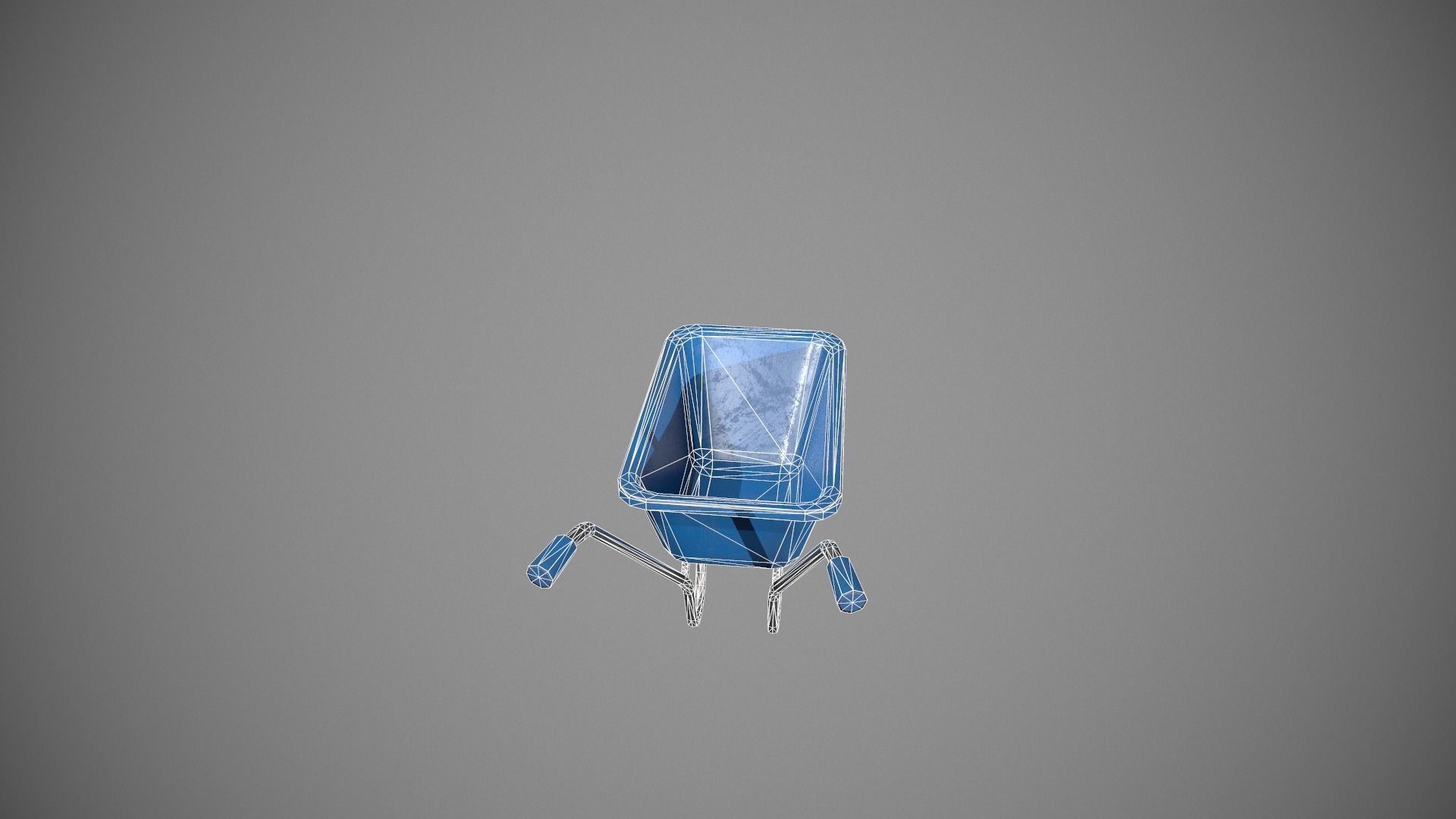 Blue Wheelbarrow Low-poly 3D model_13
