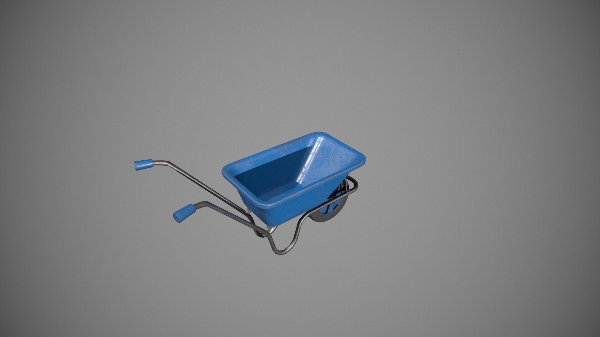 Blue Wheelbarrow Low-poly 3D model_2