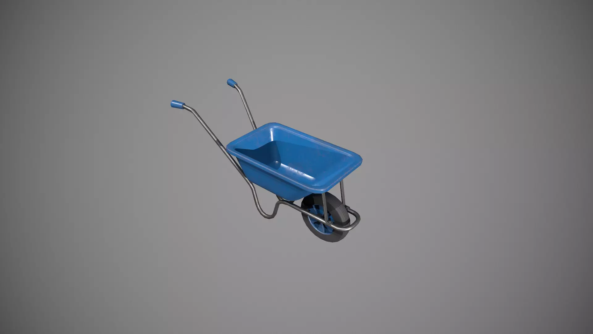Blue Wheelbarrow Low-poly 3D model_0