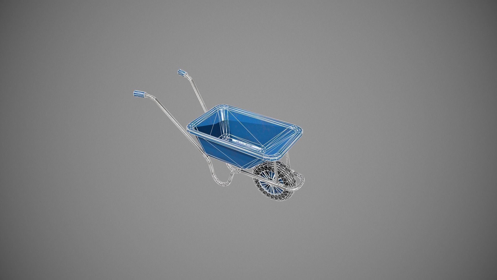 Blue Wheelbarrow Low-poly 3D model_20