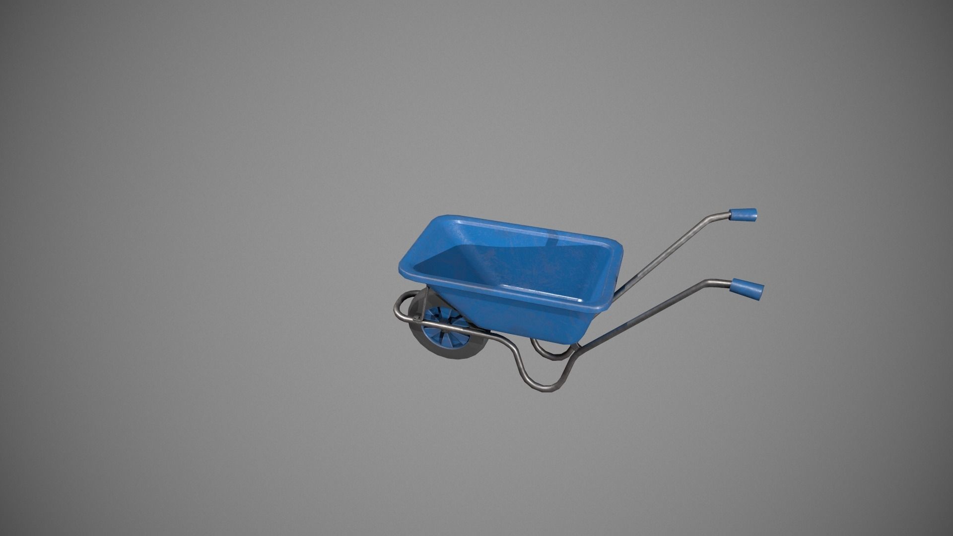 Blue Wheelbarrow Low-poly 3D model_5